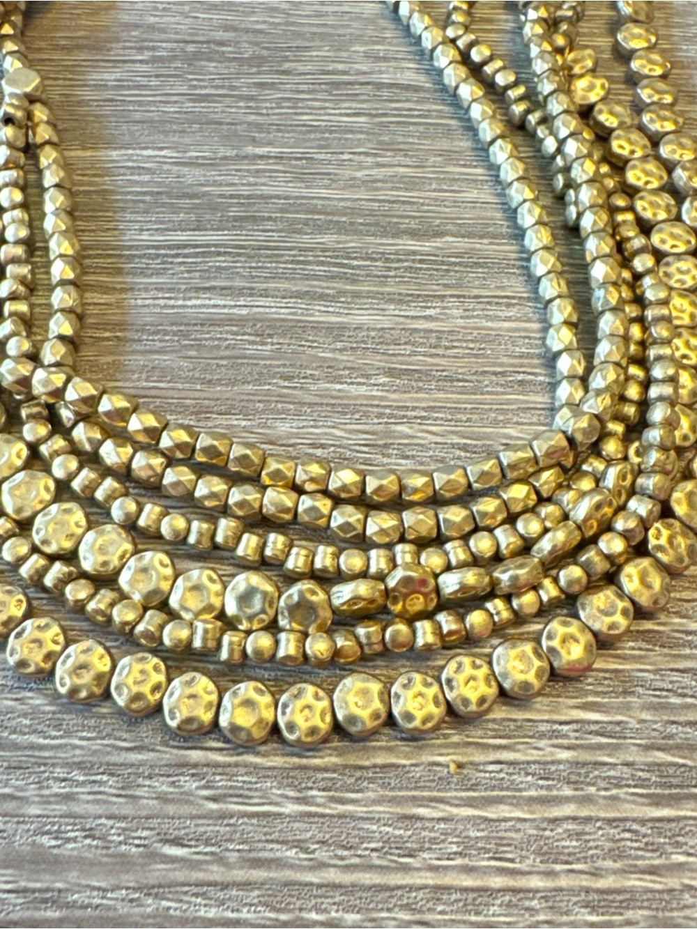 Lucky Brand Gold Tone Multi strand Necklace 32” W/ A Mixed Metal Look